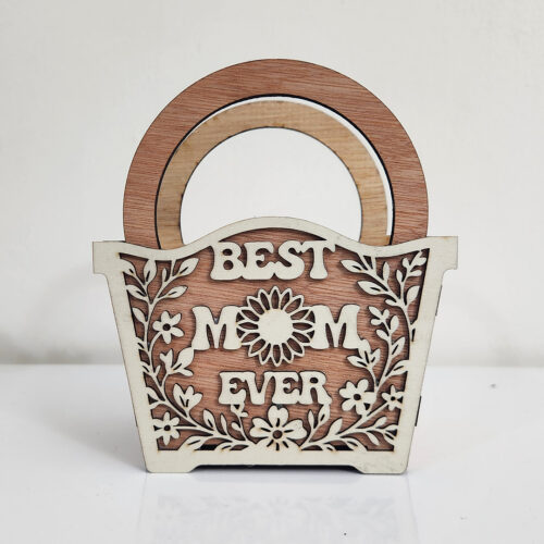Best Mom Ever Sunflower Mini Wooden Basket - Image 2