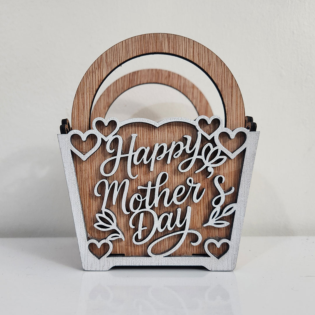 Happy Mother's Day Mini Wooden Basket
