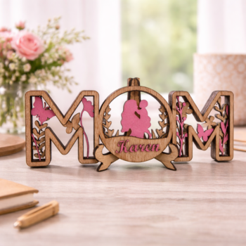 Customize Mom Desk Sign in Pink