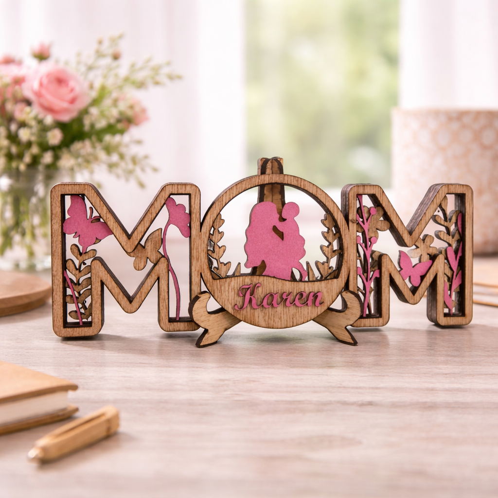 Customize Mom Desk Sign in Pink