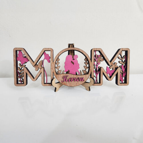 Custom Wooden MOM Desk Sign Gift - Image 1