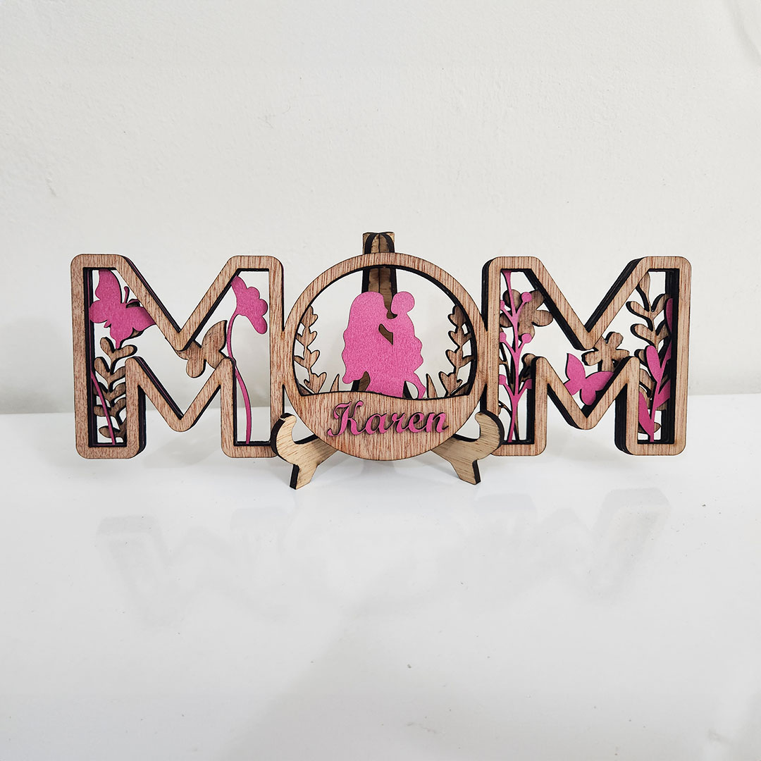 Custom Wooden MOM Desk Sign Gift - Image 1