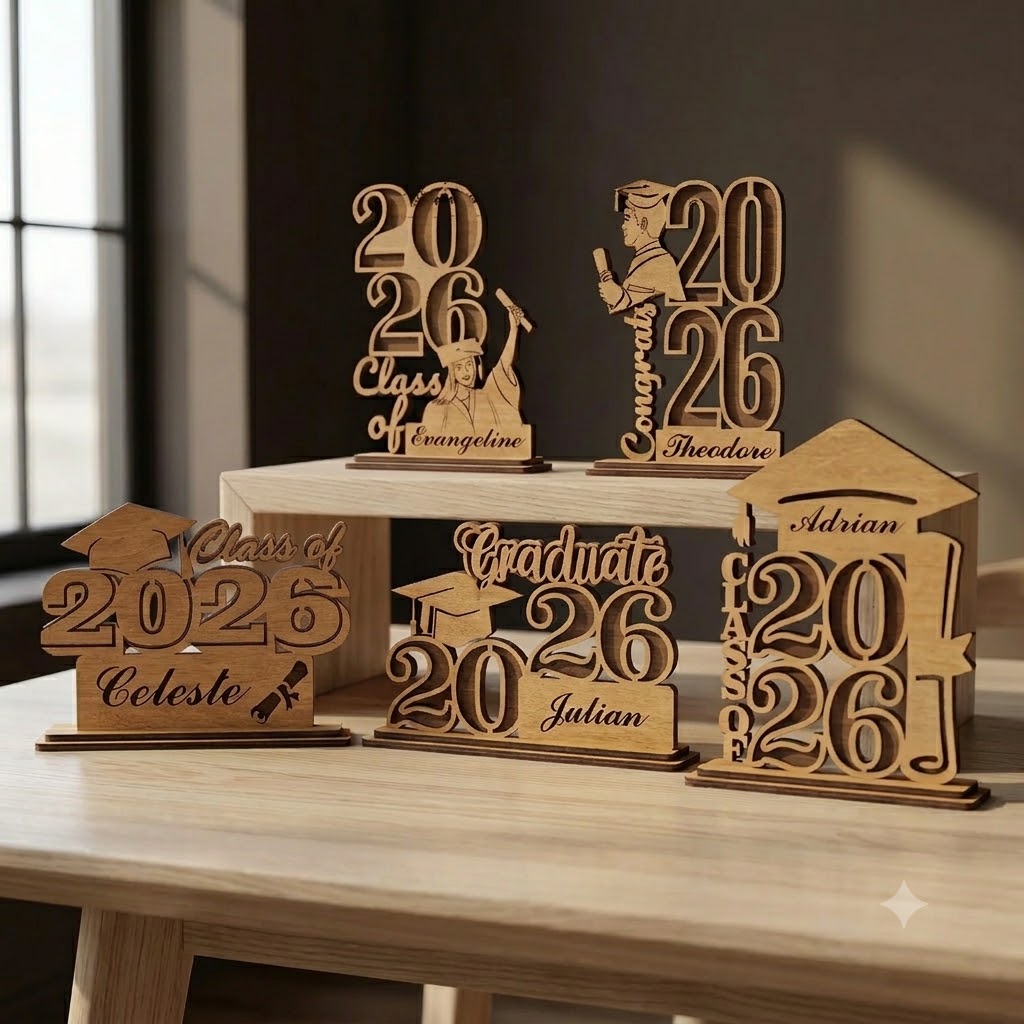 Personalized Wood Graduation Desk Stand Class of 2026