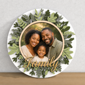 9" inch round multi layer 3D Family Wall Photo Frame Lignolia