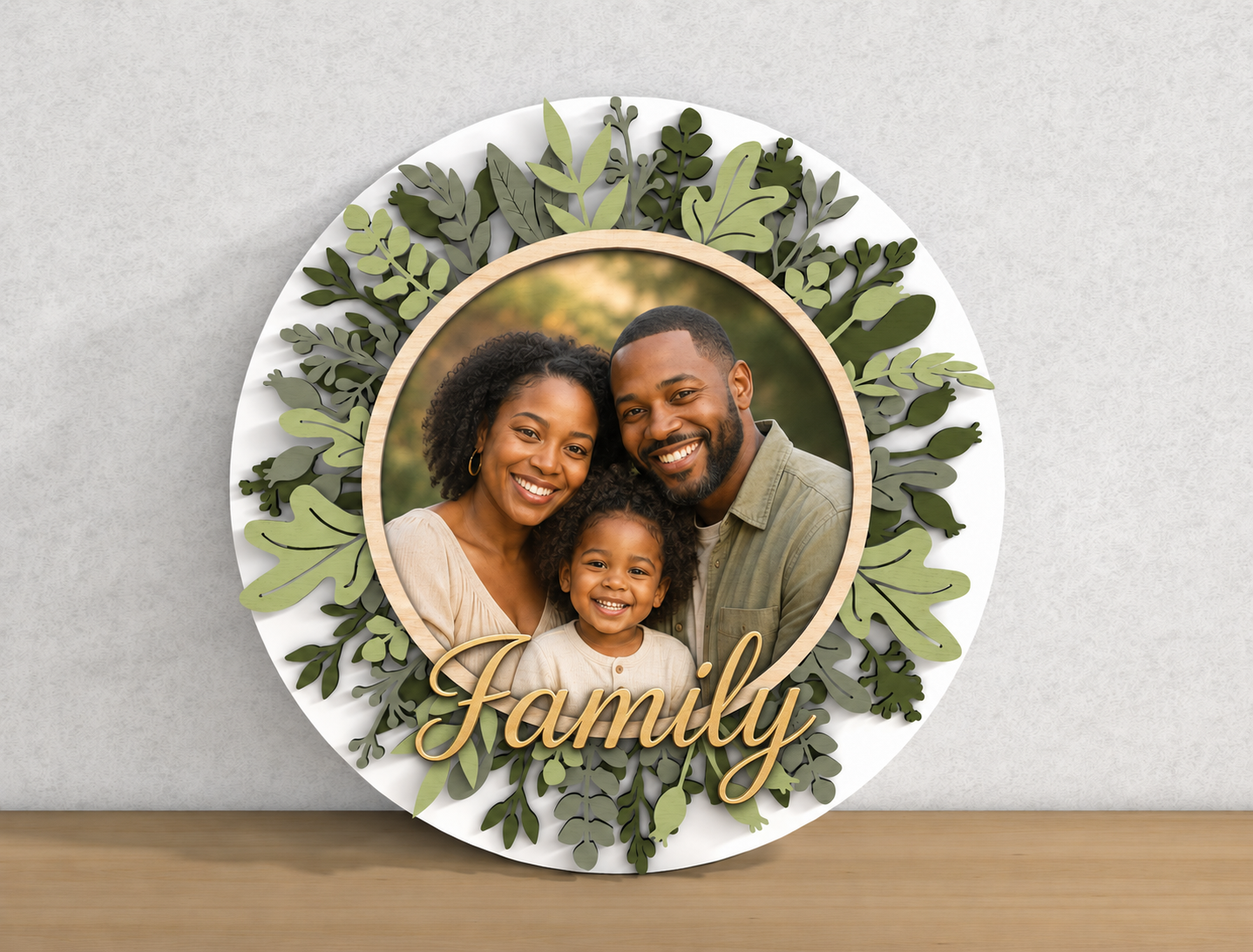 9" inch round multi layer 3D Family Wall Photo Frame Lignolia