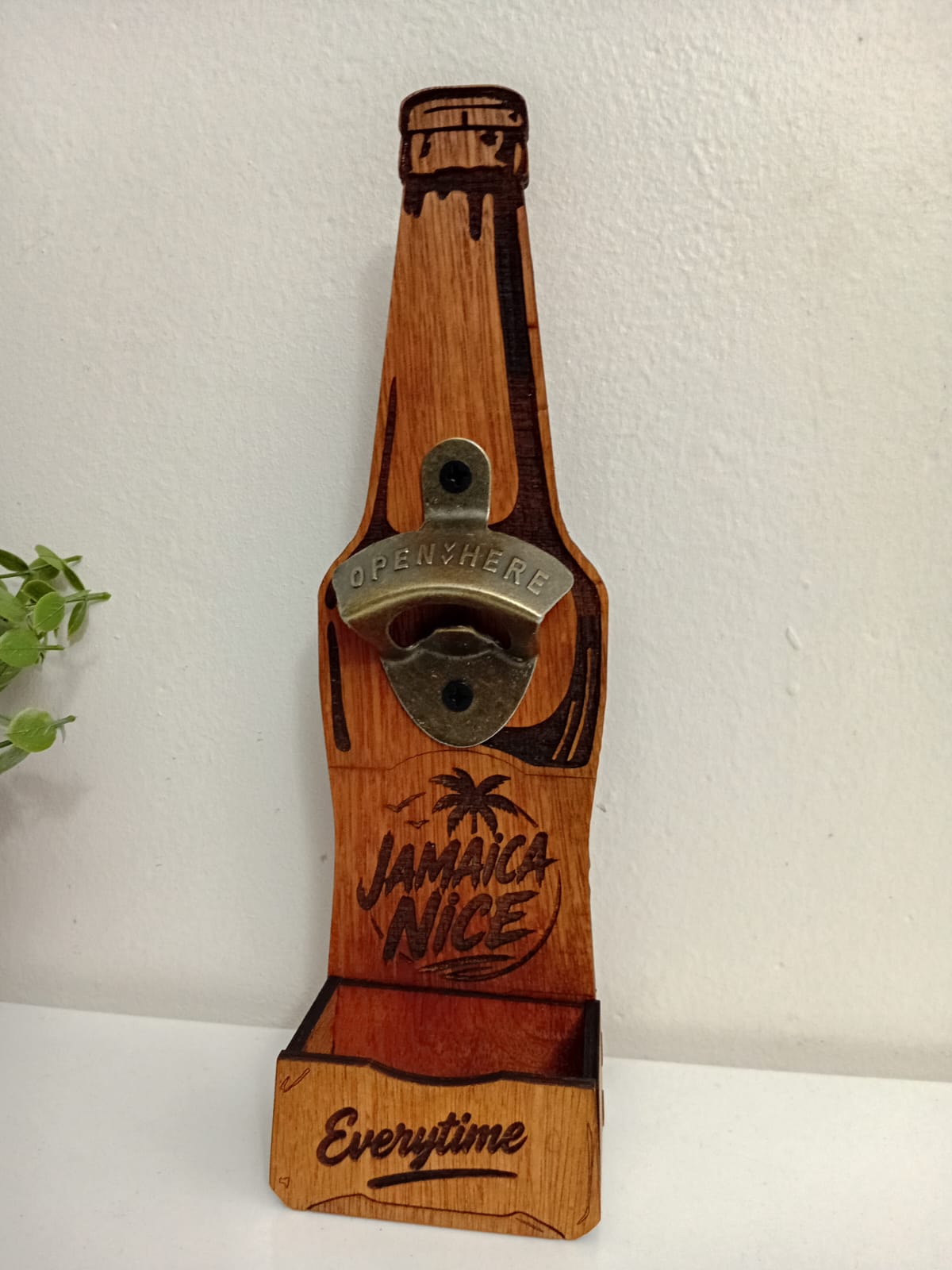 Customizable Wall-Mounted Bottle Opener with Catcher
